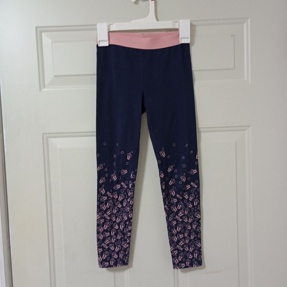 Blue leggings for girls with a print, size 5/6